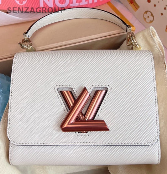 Louis Vuitton Twist PM Top Handle Bag Crossbody White Pink Used Women Classic