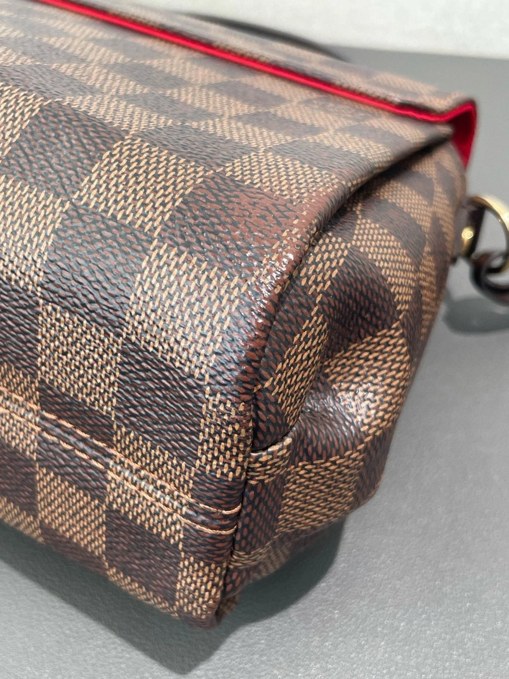 Louis Vuitton Croisette Damier Brown Gold Crossbody Top Handle Excellent