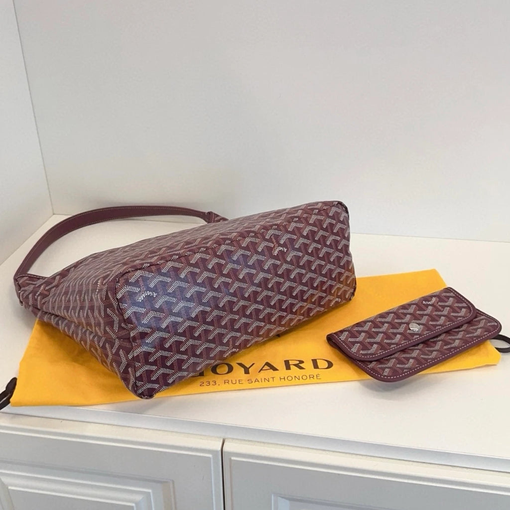 Goyard Boheme Hobo Shoulder Bag Red Silver Used Women Classic