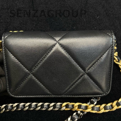Chanel 19 Bag Black Gold Chain Phone Crossbody Bag Quilted Fashion