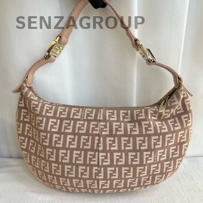 Fendi Pink Gold Buckle Monogram Tote Shoulder Bag Women Classic