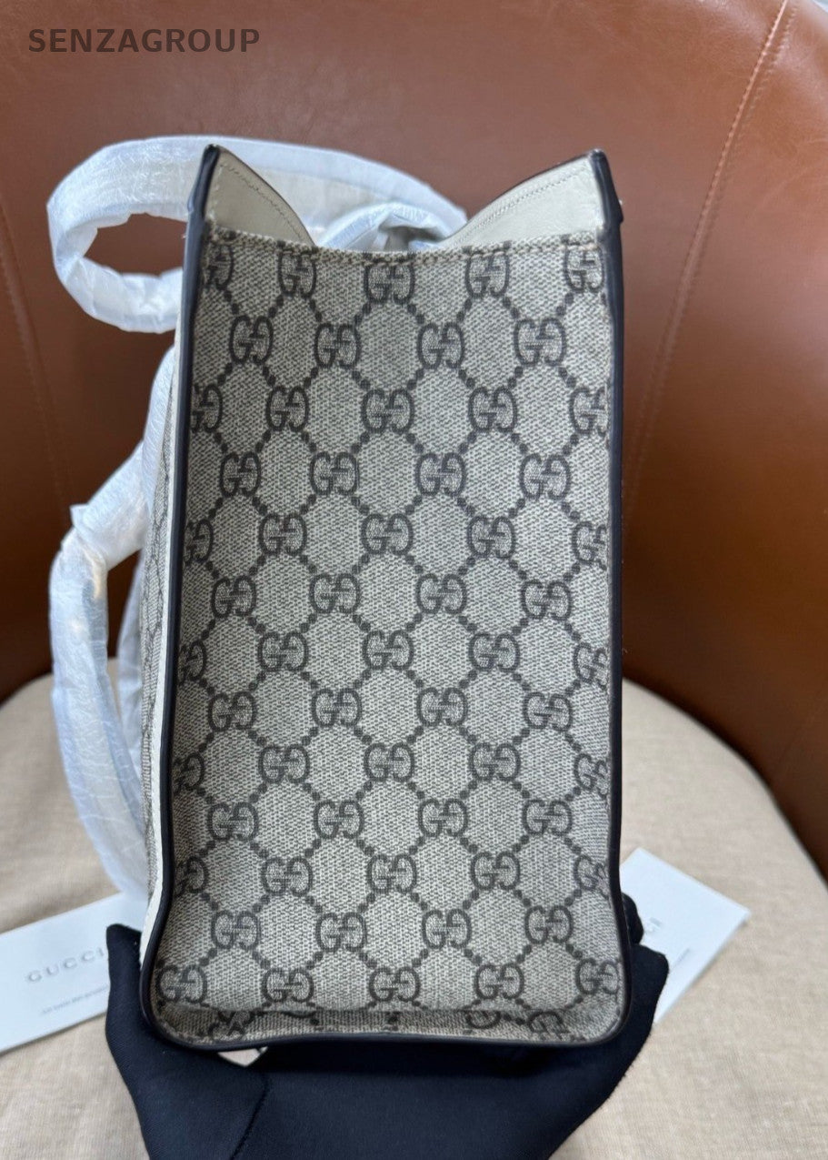 GUCCI Padlock MM Tote Handbag Shoulder Bag White Gold Women Classic Designer