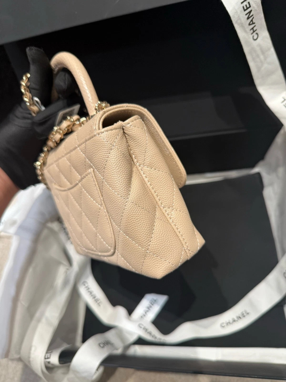 CHANEL Cocohandle Nano Khaki Top Handle Bag For Women