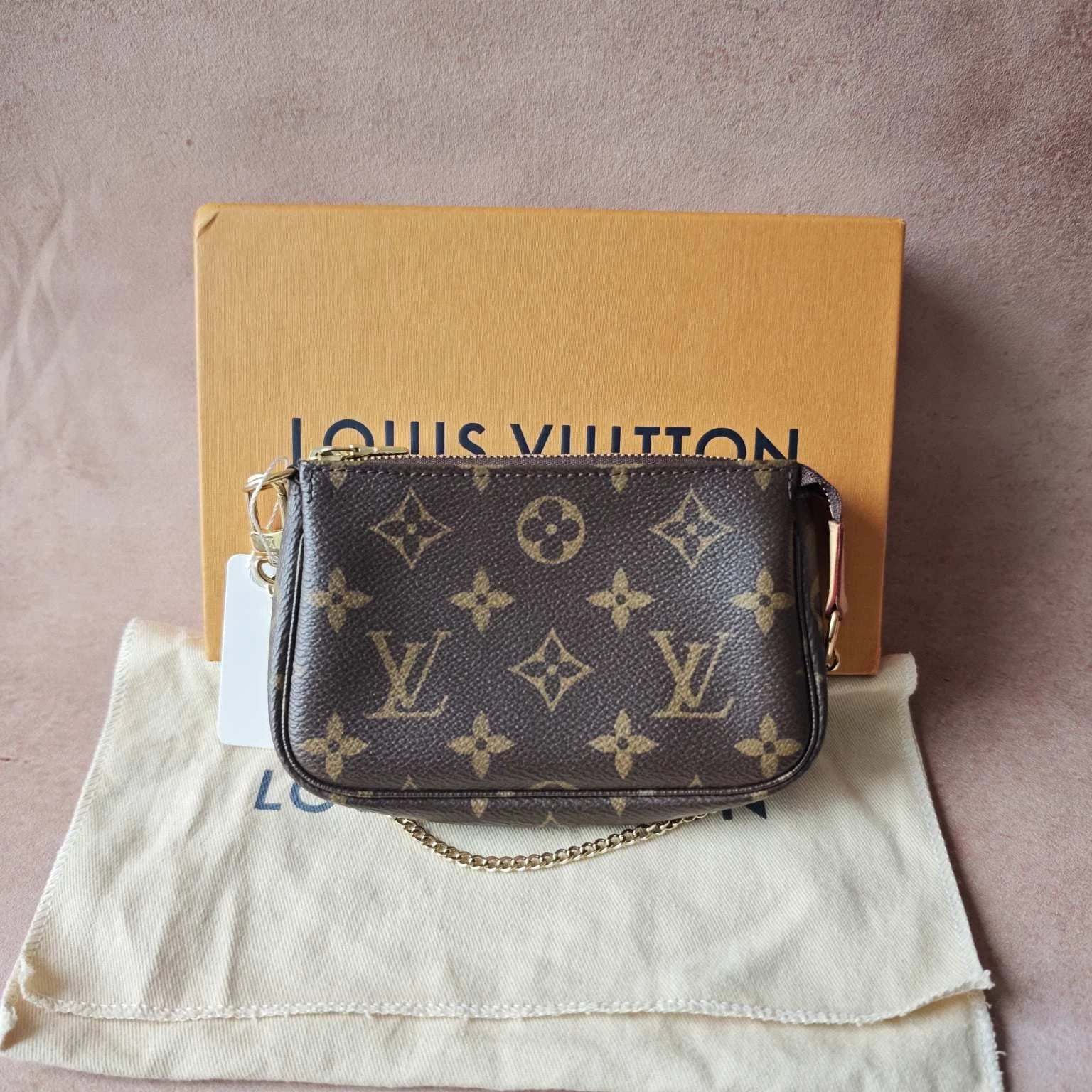Louis Vuitton Canvas Monogram Mini Chain Clutch Shoulder Bag For Women