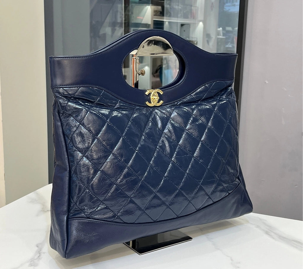 CHANEL 31Bag Large Navy Shoulder Bag For Women