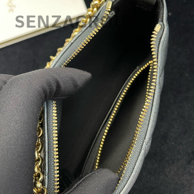 Chanel 24P Grey Gold Quilted Chain Hobo Bag - Women's Fashion