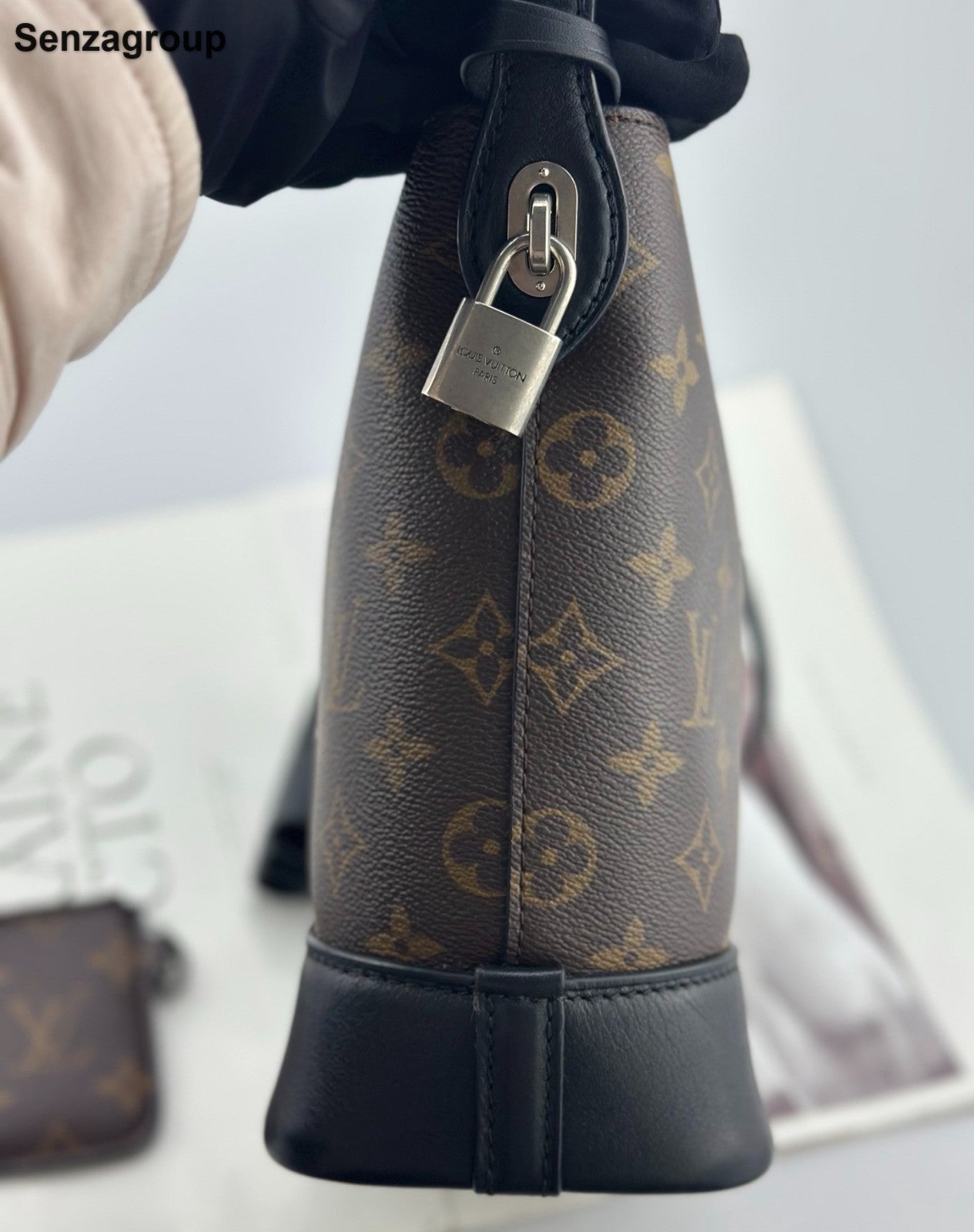 Louis Vuitton Monogram Tassel Bucket Top Handle Bag Brown Silver Women Classic