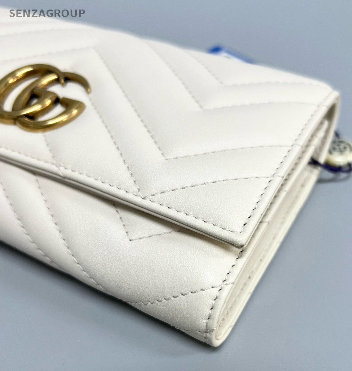 Gucci GG Marmont Long Wallet Clutch White Gold Used Women Classic