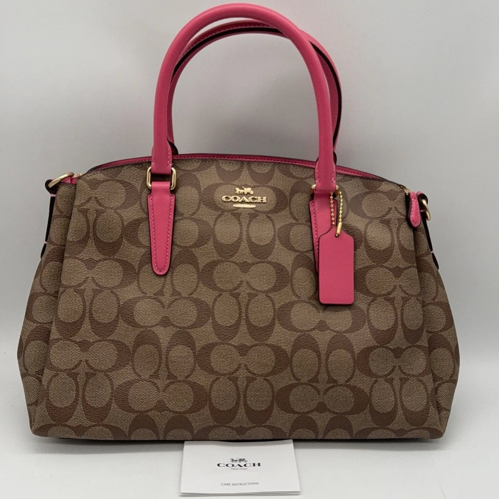 Coach Brown Monogram Canvas Tote Crossbody Shoulder Handbag For Women