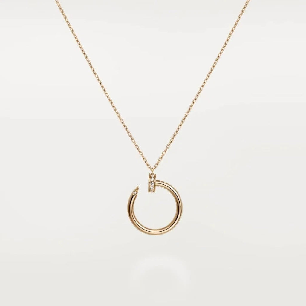 New Cartier Juste un Clou Necklace 18k Rose Gold 14 Diamonds Pendant