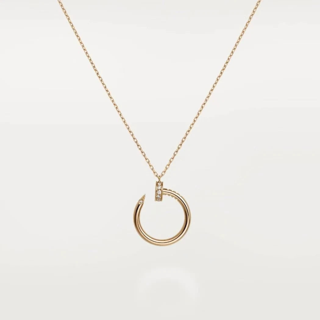 New Cartier Juste un Clou Necklace 18k Rose Gold 14 Diamonds Pendant