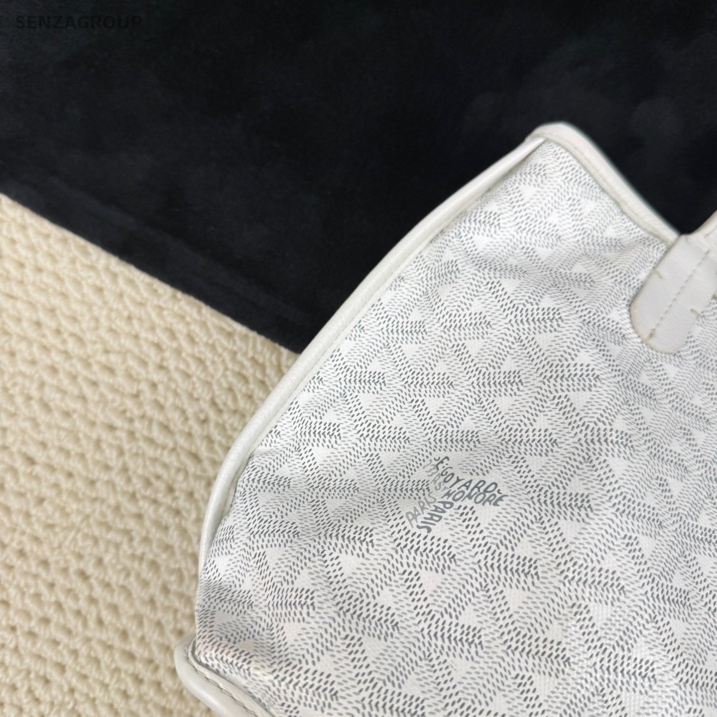 Goyard Canvas Monogram Tote Shoulder Bag with Pouch Women White.
