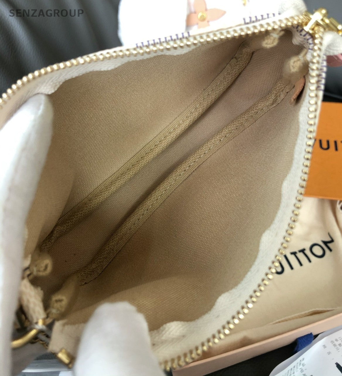Louis Vuitton Damier Azur Pochette Accessories mini Chain Handbag White Women
