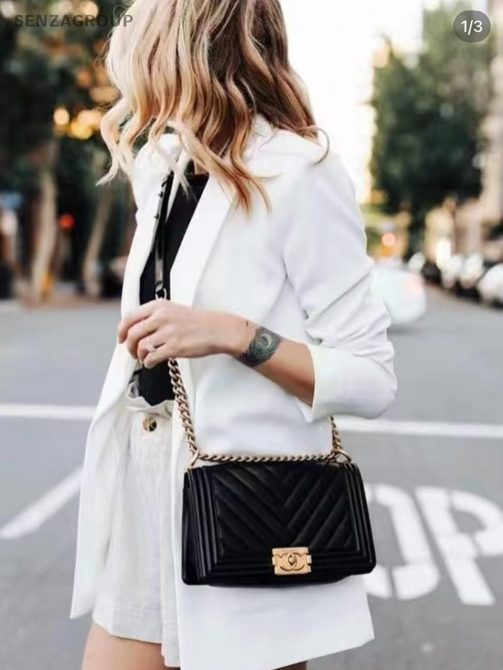 CHANEL Leboy CC chain Medium Shoulder bag Crossbody Black Gold