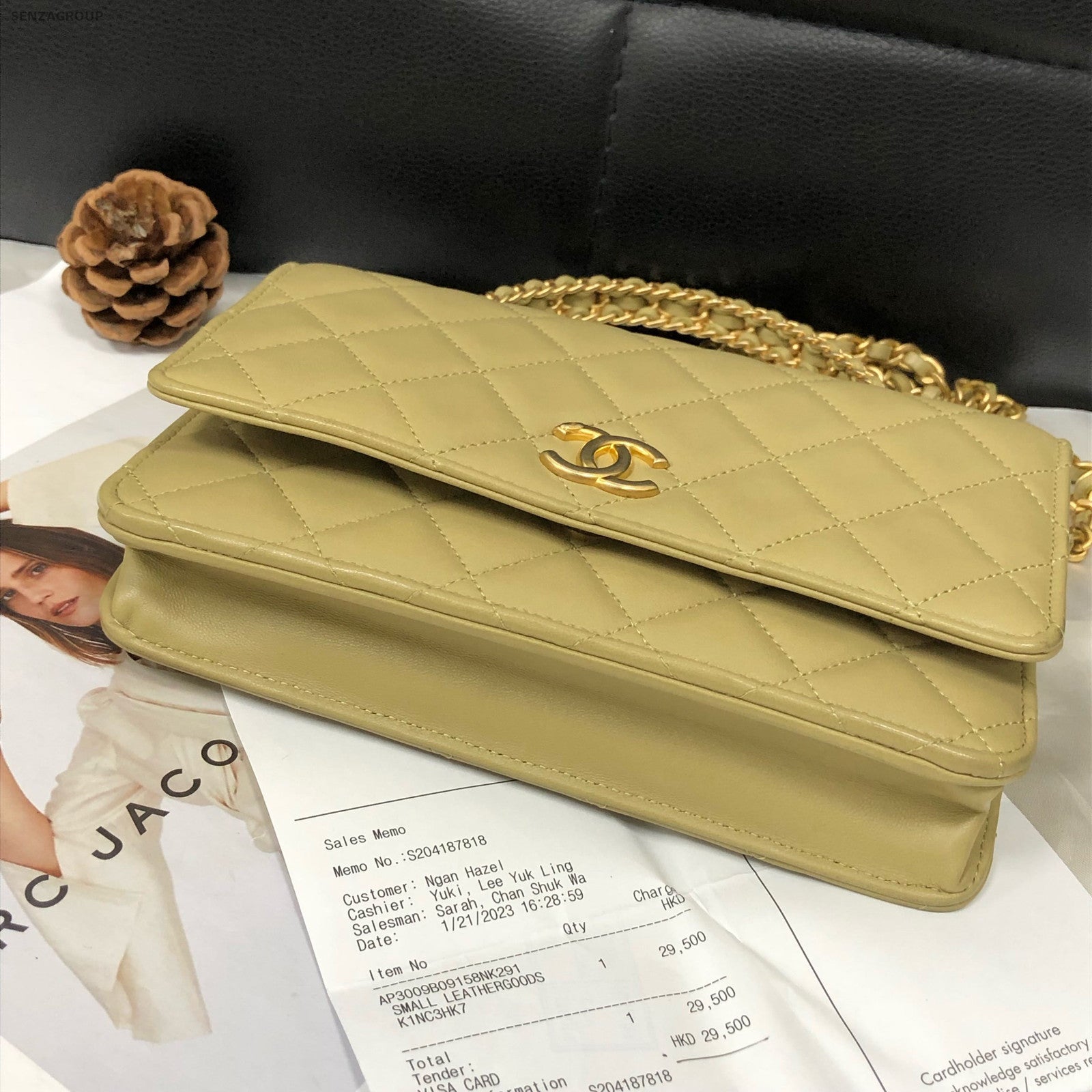 Chanel Lambskin WOC Chain Shoulder Crossbody Bag Yellow Gold Quilted Classic