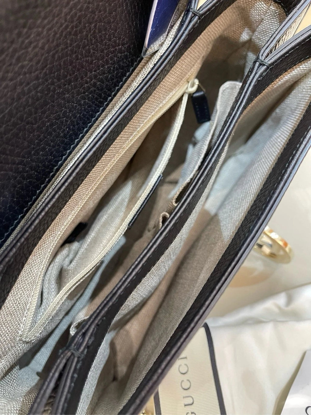 GUCCI Interlocking Black Calfskin Small Accordion Bag For Women