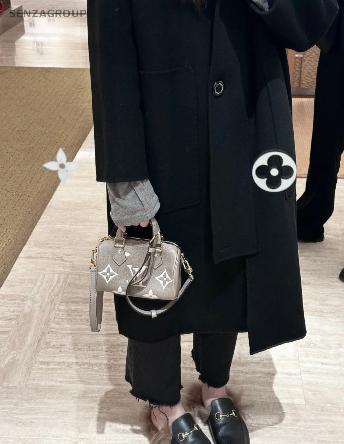 Louis Vuitton Speedy NANO Elephant Gray Handbag 2WAY Crossbody Almost Brand NEW