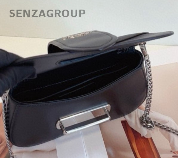 Prada Sidonie Chain Shoulder Bag Crossbody Black Silver Women Classic
