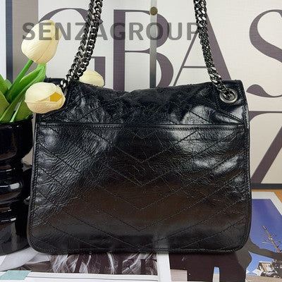 Saint Laurent YSL Niki Medium Black Silver Chain Shoulder Bag