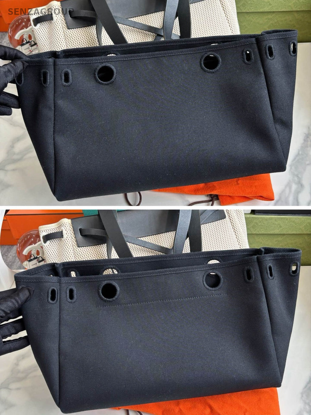 Hermes Herbag tote Horizontal Top Handle Panda Color Women Shoulder bag