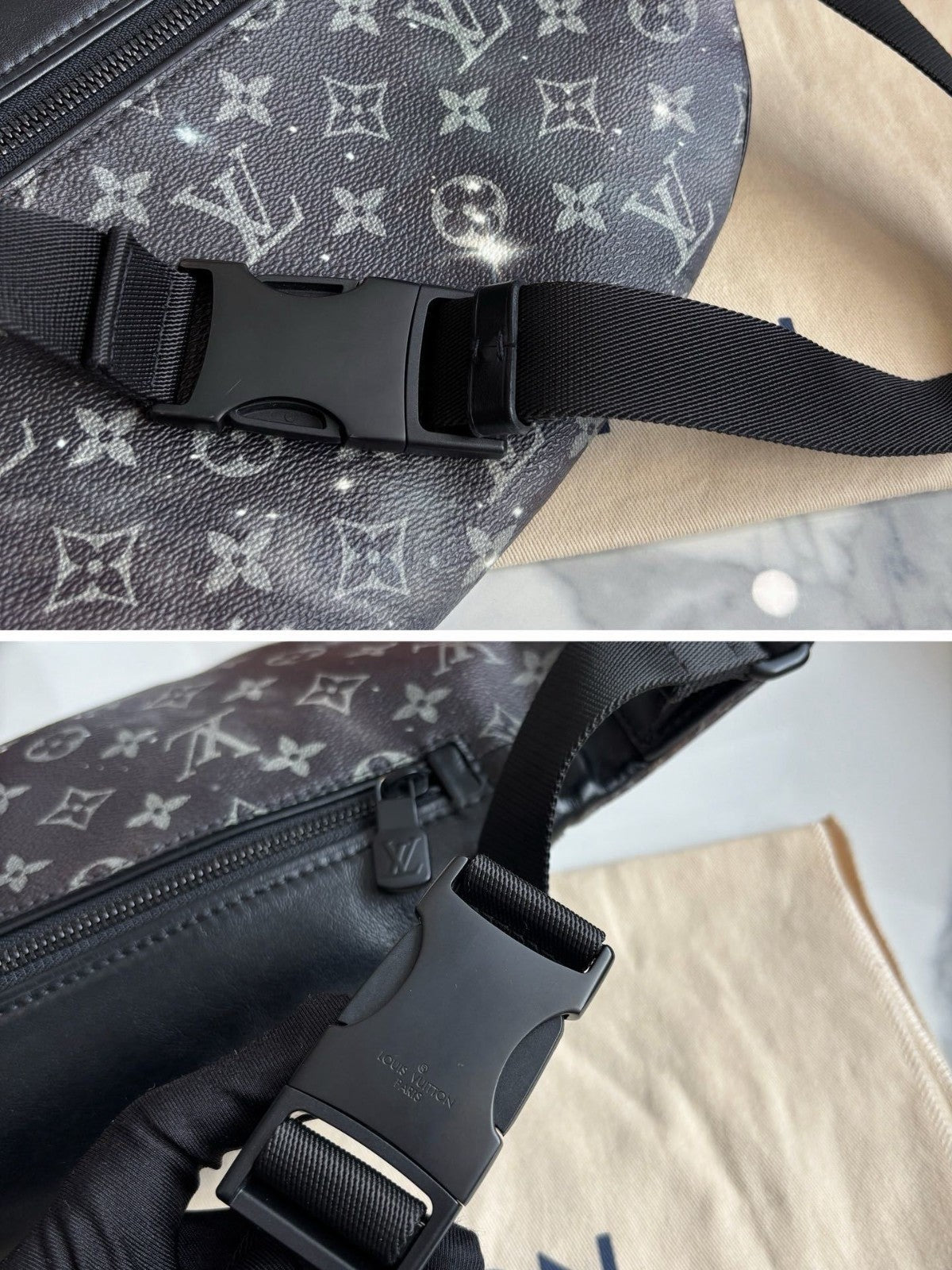 Louis Vuitton Discovery Monogram Chest Bag Black Unisex Adults Almost Brand New