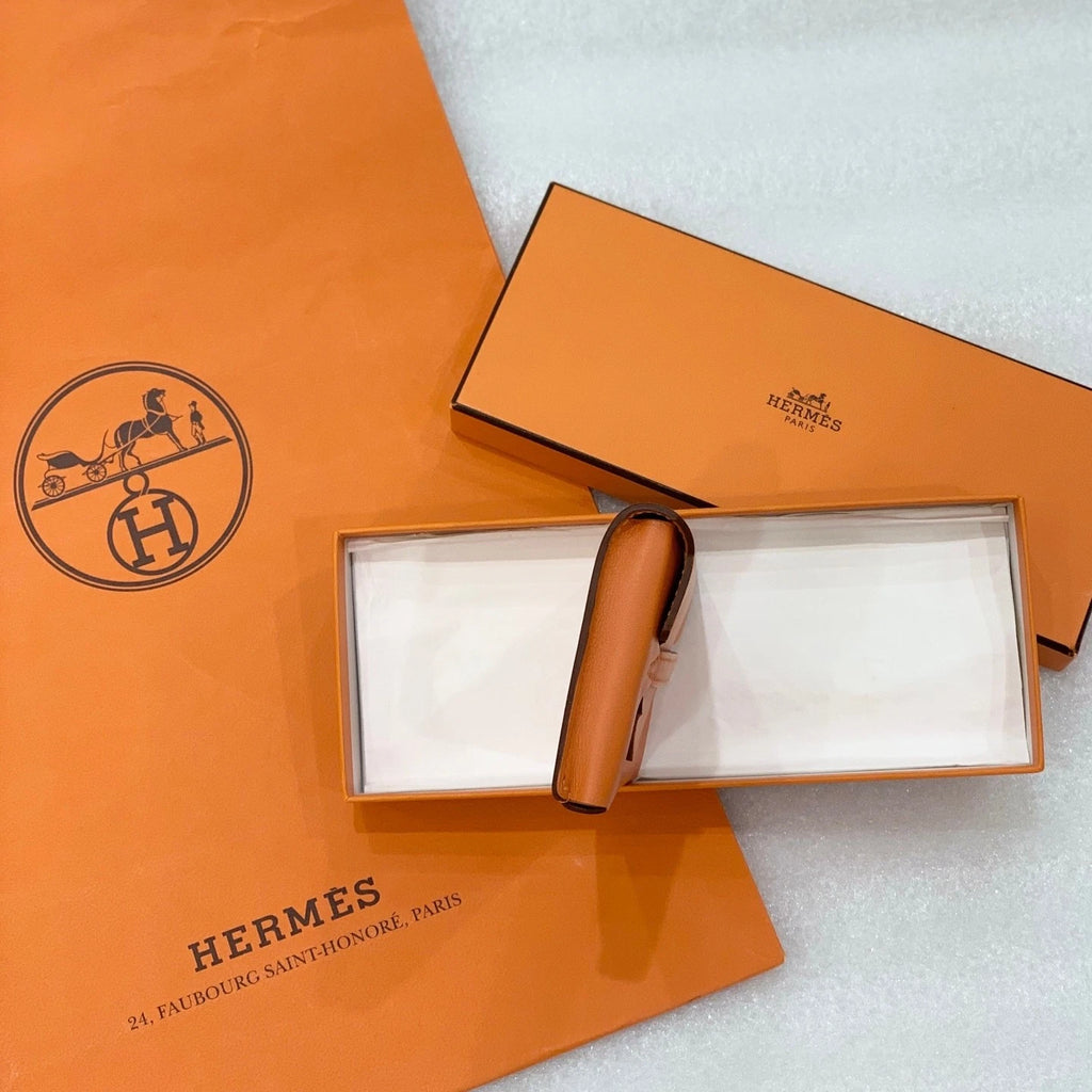 Hermes Leather Orange Multifunctiona<wbr/>l Coin Wallet For Women