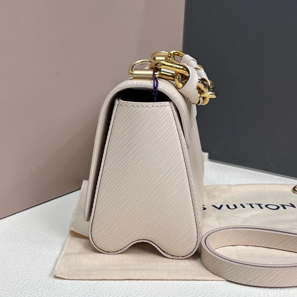Excellent Louis Vuitton Twist PM Gradient Enamel Chain White Gold Shoulder Bag
