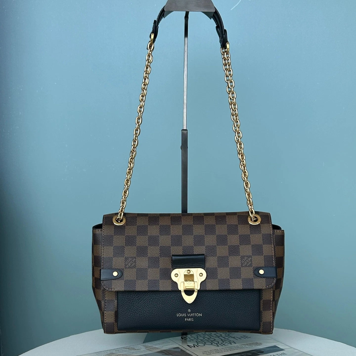 Louis Vuitton Vavin Chain Shoulder Crossbody Brown Black Gold Women Classic