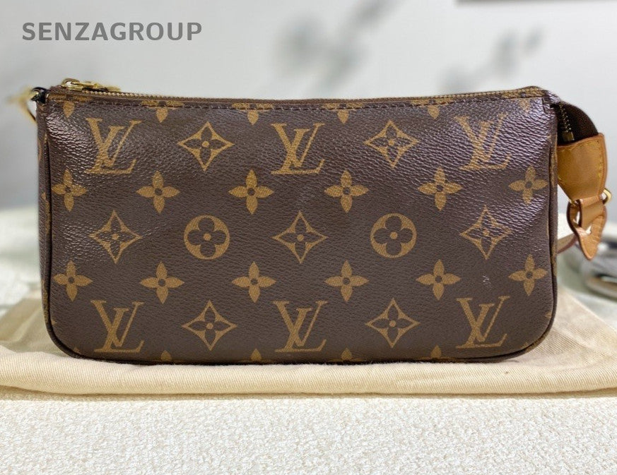 Louis Vuitton Monogram Pochette Accessories Shoulder Handbag Women Brown