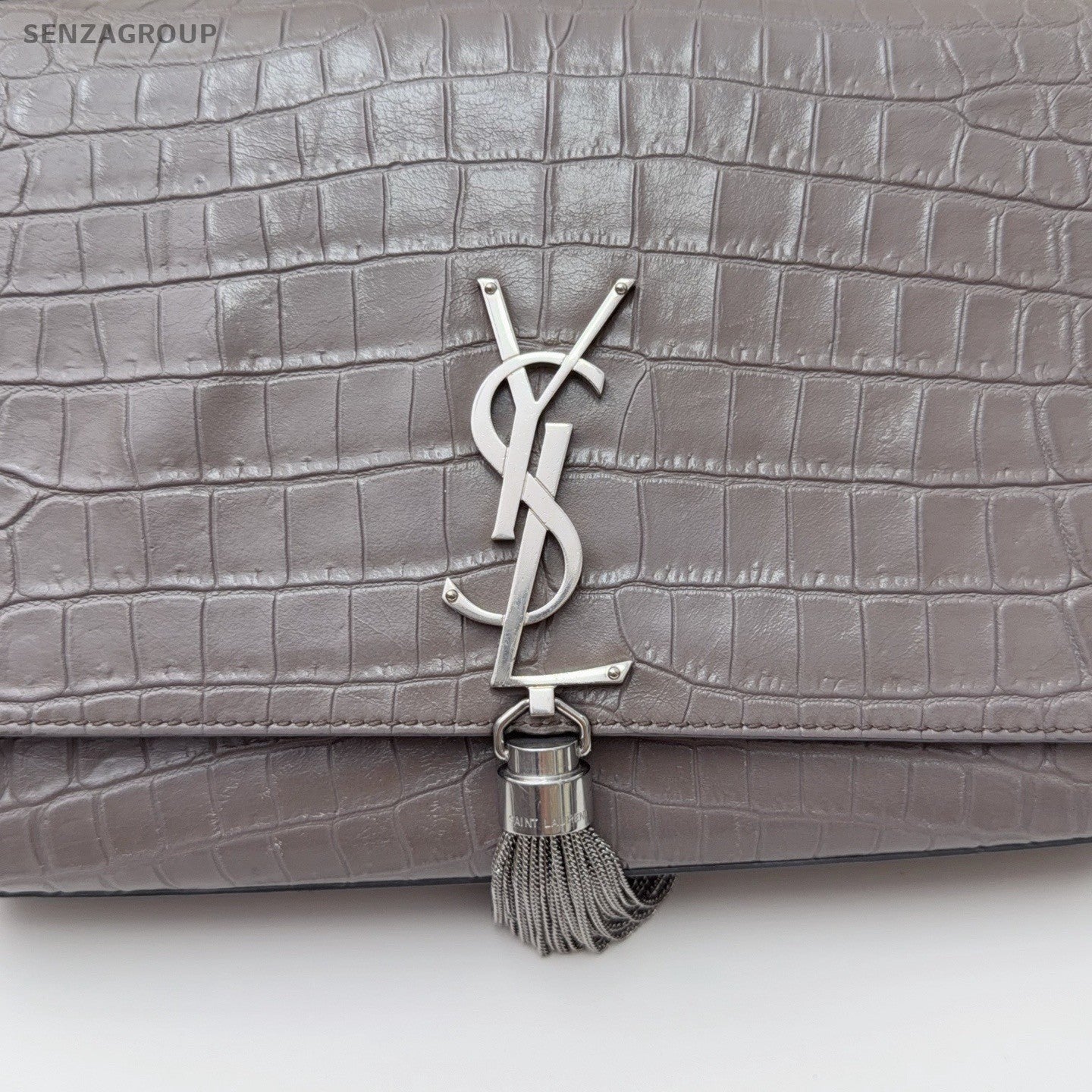 Saint Laurent Kate Chain Shoulder Bag Crossbody Gray Silver Used Women Classic