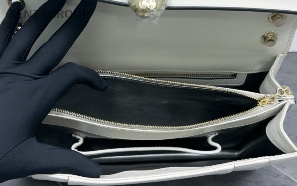 BVLGARI Serpenti Forever Chain Shoulder Bag Crossbody White Gold Women Classic