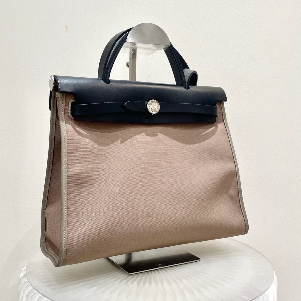 Hermes Herbag31 Top Handle Bag Crossbody Brown Silver Women Classic