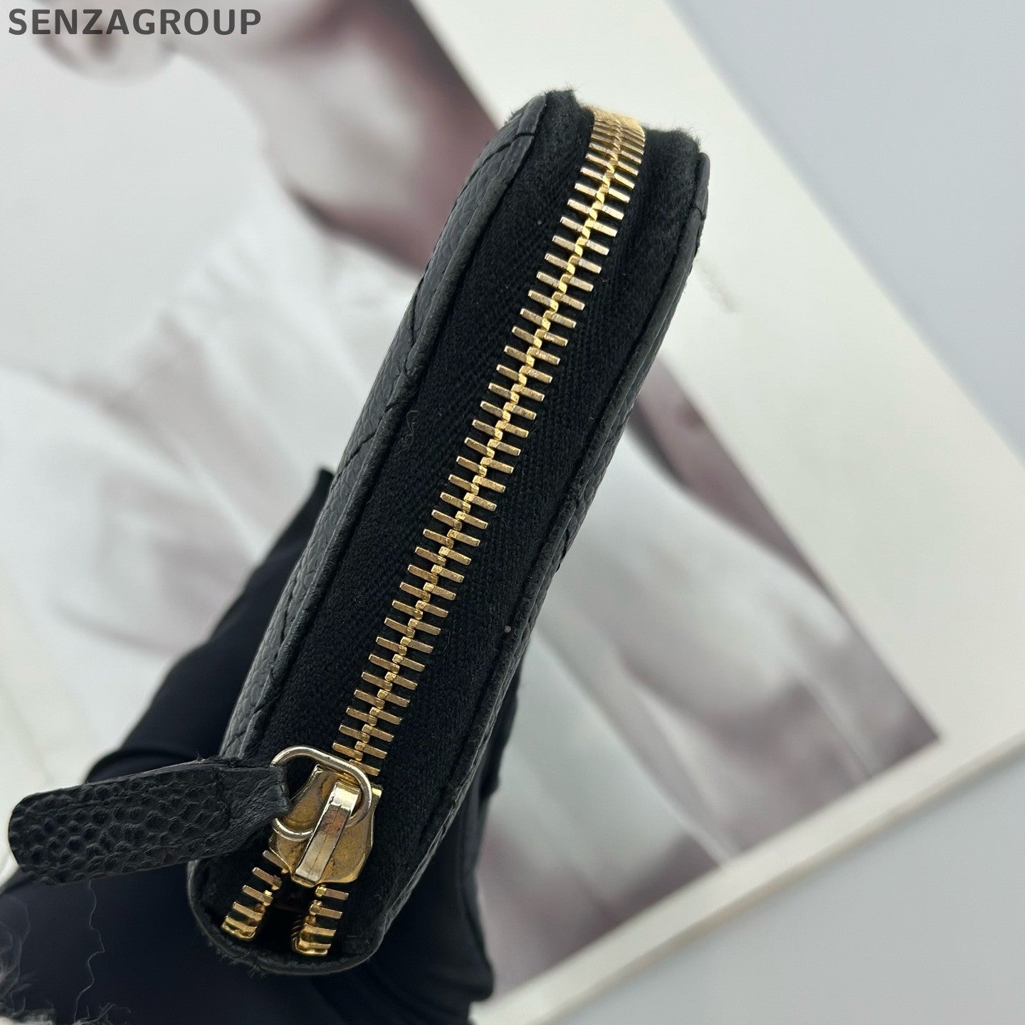 Chanel Diamond Wallet Clutch Black Gold Used Women Classic