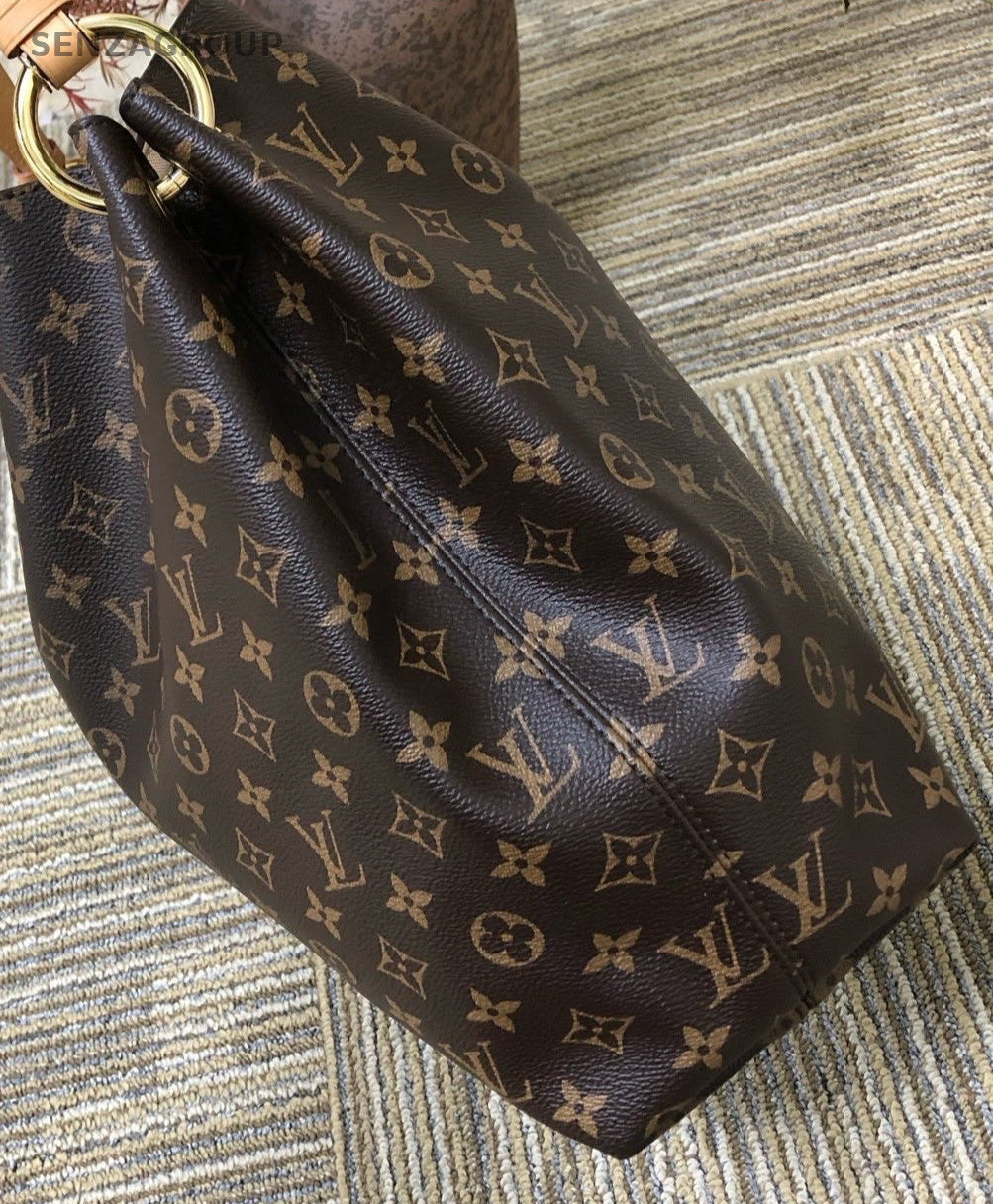 Louis Vuitton Graceful Monogram Tote Shoulder Bag Brown Gold Women Classic
