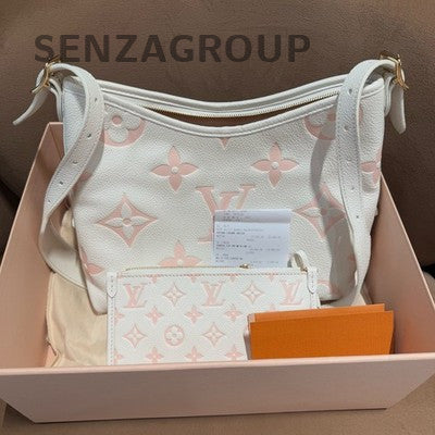 Louis Vuitton CarryAll PM Monogram Tote Shoulder Bag White Gold