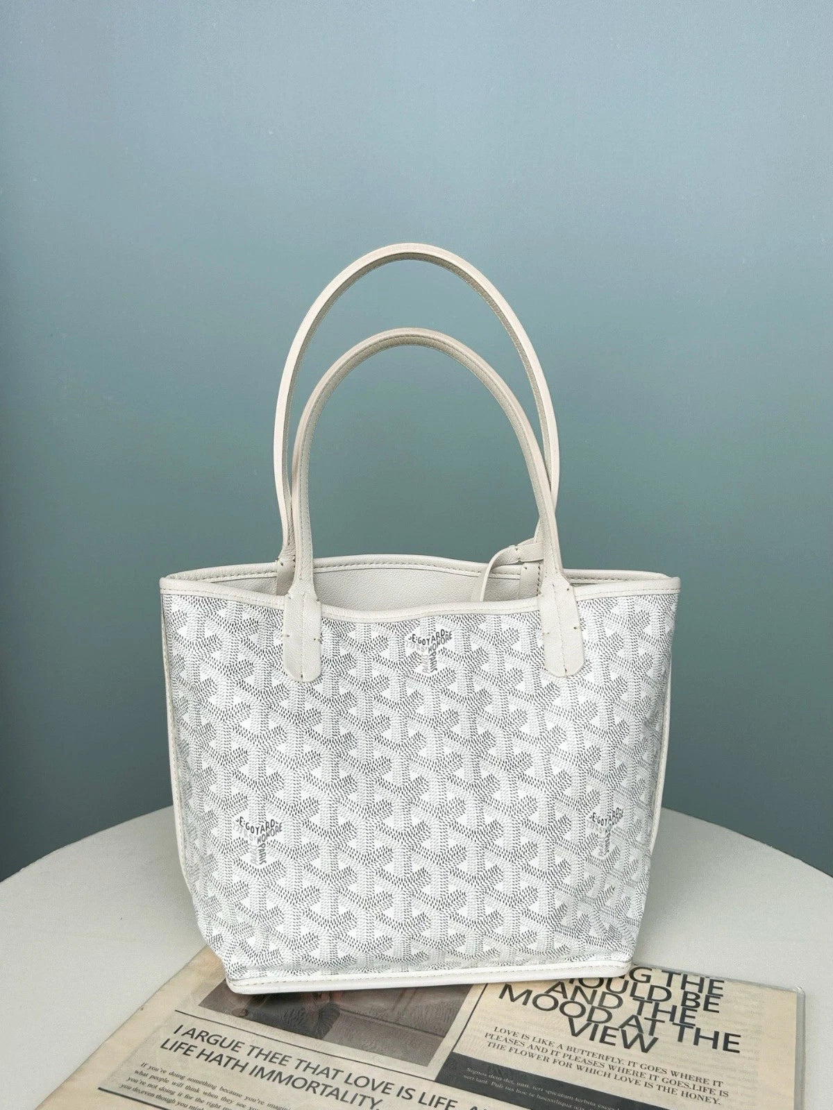Goyard Monogram Tote Mini Shoulder Bag White Women Fashion