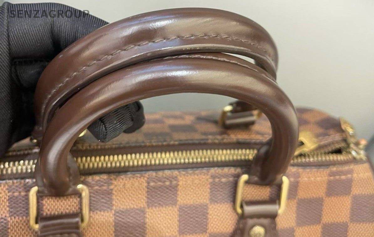 Louis Vuitton Speedy25 Monogram Top Handle Bag Brown Gold Women Classic