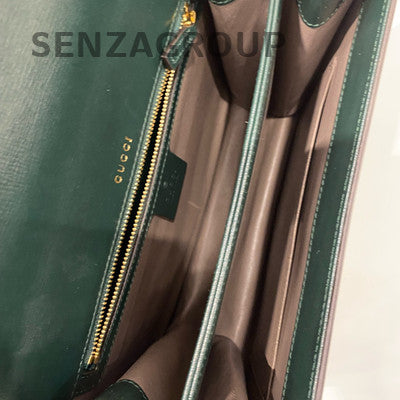 Gucci Sylvia 1969 Green Gold Buckle Leather Shoulder Bag Classic Fashion