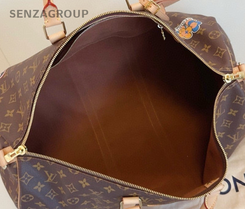 Louis Vuitton Keepall50 Monogram Top Handle Bag Crossbody Brown Unisex Adults
