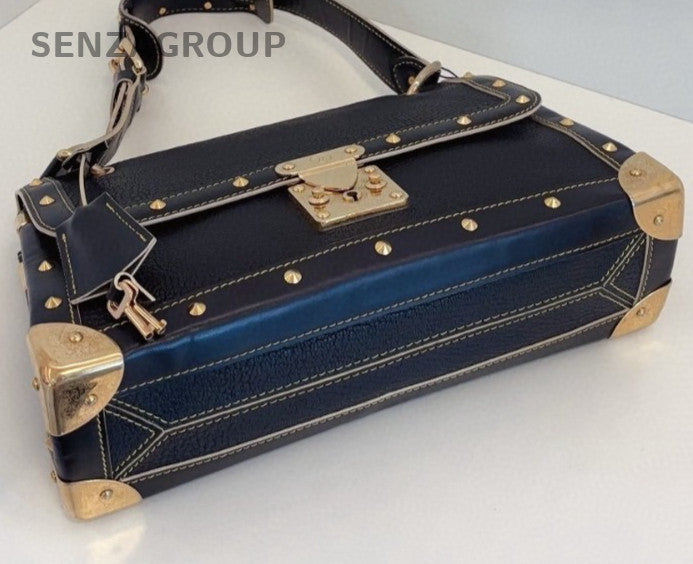 Louis Vuitton Suhali Lambskin Shoulder Bag Black Gold Women Classic Vintage