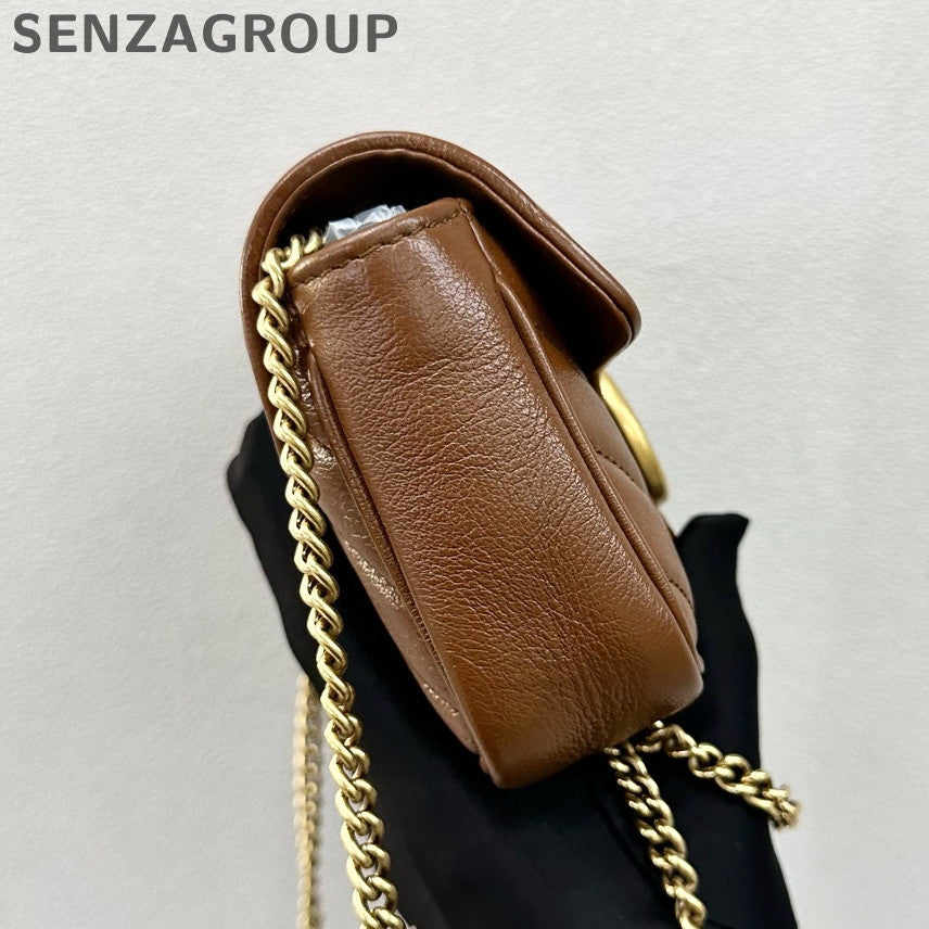 Gucci Marmont Mini Chain Shoulder Crossbody Bag Brown Classic Women