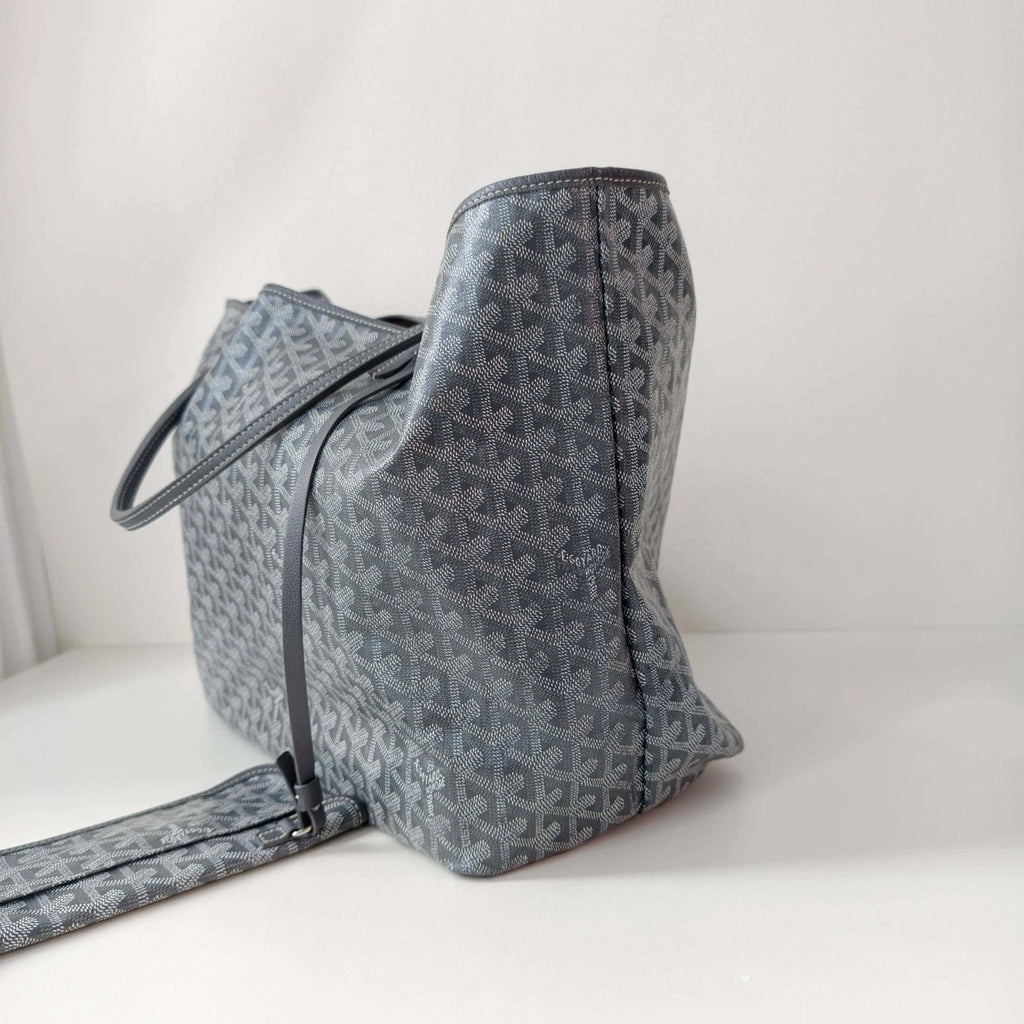 Goyard Saint Louis GM Top Handle Shoulder Bag Black Silver Women Classic