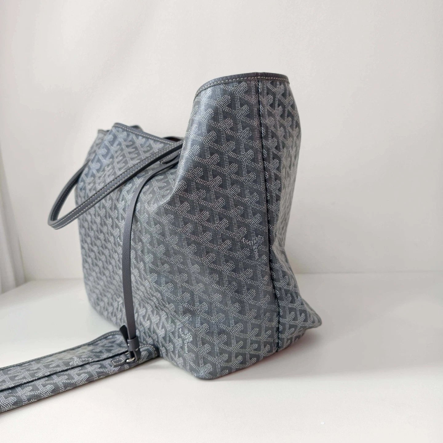 Goyard Saint Louis GM Top Handle Shoulder Bag Black Silver Women Classic
