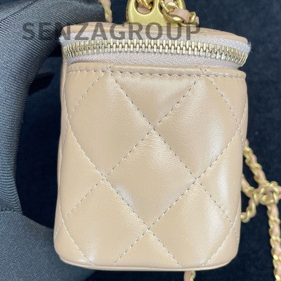 Chanel Pink Quilted Double Gold Pearl Mini Box Chain Crossbody Bag