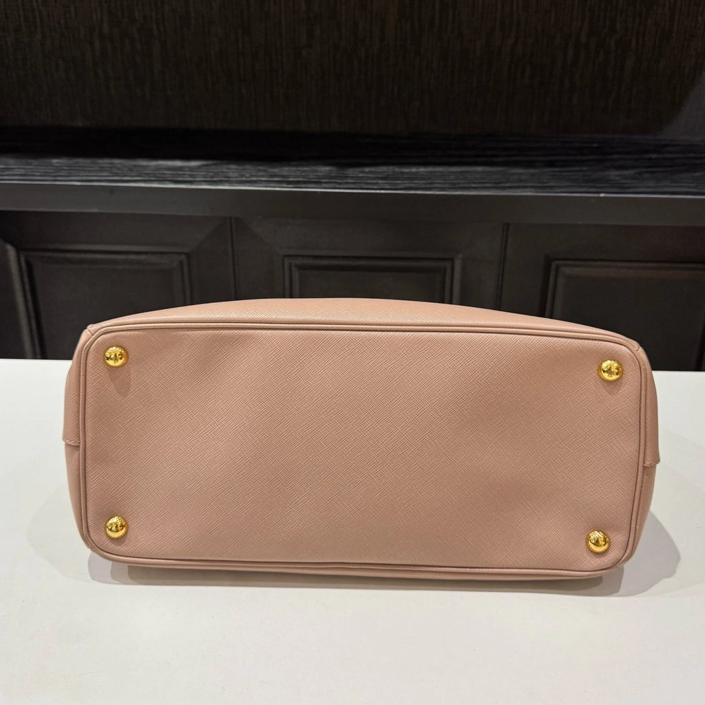 Prada Galleria 2Way Top Handle Bag Crossbody Pink Gold Women Classic