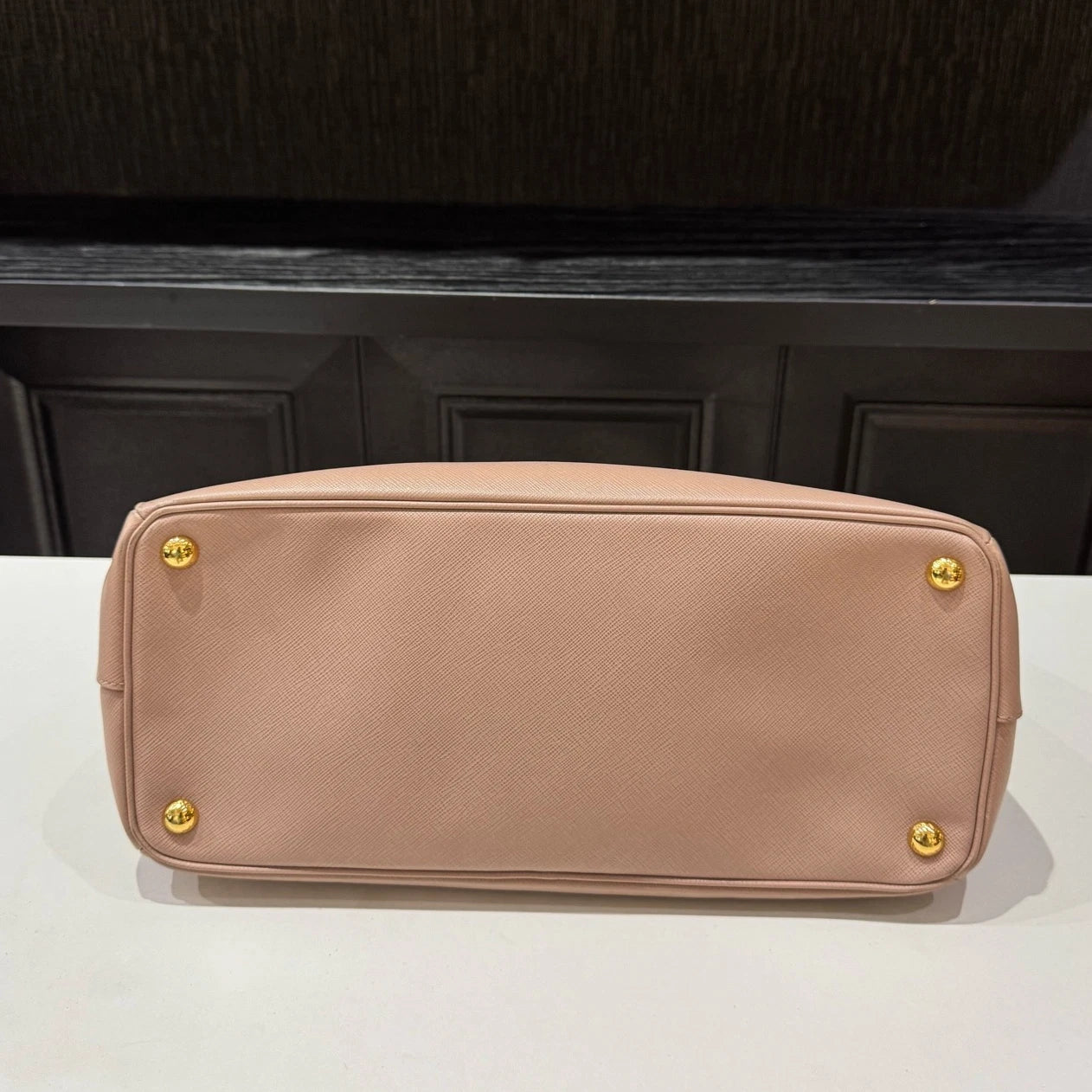Prada Galleria 2Way Top Handle Bag Crossbody Pink Gold Women Classic