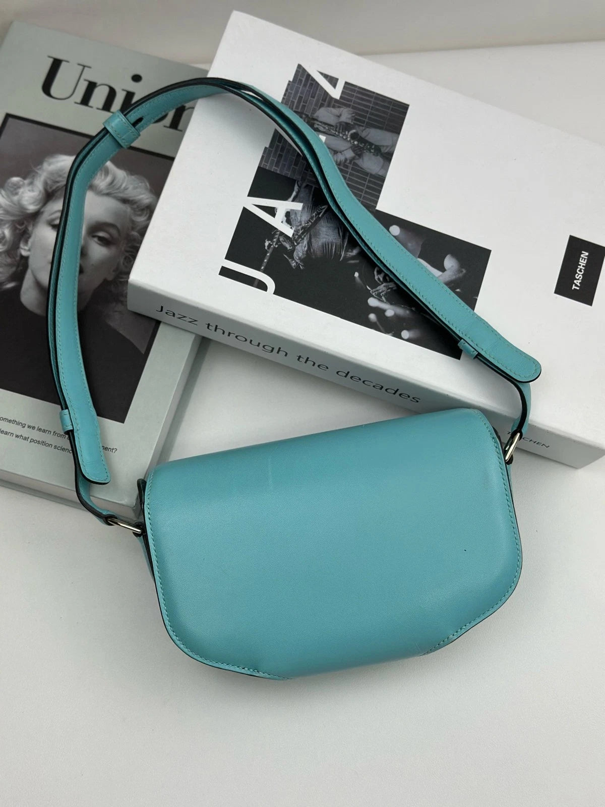 Excellent Hermes Cherche Mini Blue Shoulder Bag Silver Hardware with Dust Bag