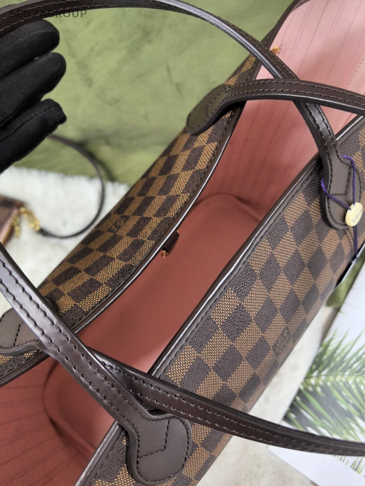 Louis Vuitton Neverfull MM Damier Ebene Tote with pouch Shoulder bag Women Brown