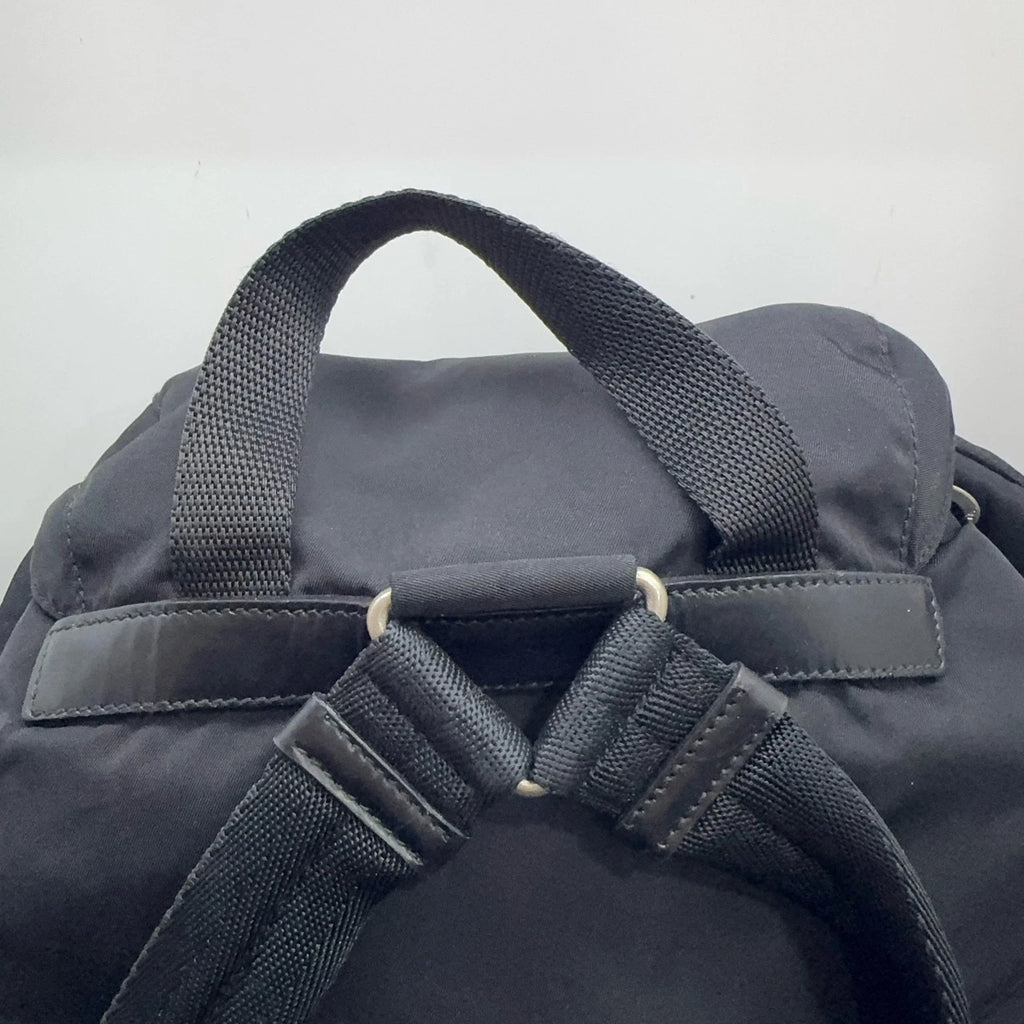 PRADA Black Nylon Parachute Backpack Handbag For Women