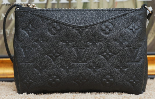 Louis Vuitton Pallas Clutch Black Monogram Empreinte Shoulder bag Crossbody